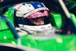 Zak in the drivers seat in Formula E